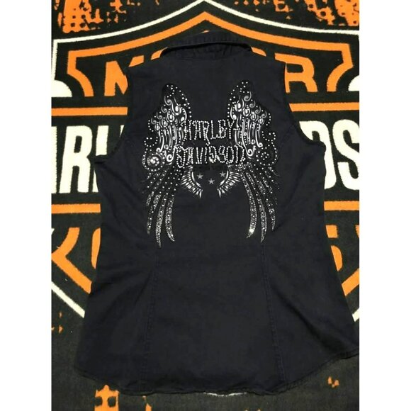 Harley-Davidson Tops - Harley-Davidson Zipper Shirt Medium Women, Rhinestone, Great Embroidery